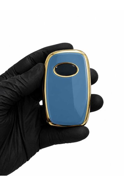 GMA KEYS Compatible with Hyundai I20 2011-2018, Accent Sonata Flip Nano Key Case Cover on the Bottom of the Trunk, Gray Gold Color