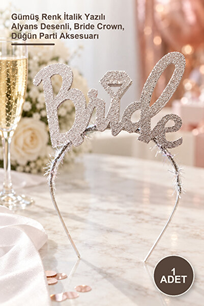 Yenilig 1Pc Bachelorette Bride Crown – Silver Color with Italic Script Weddin...