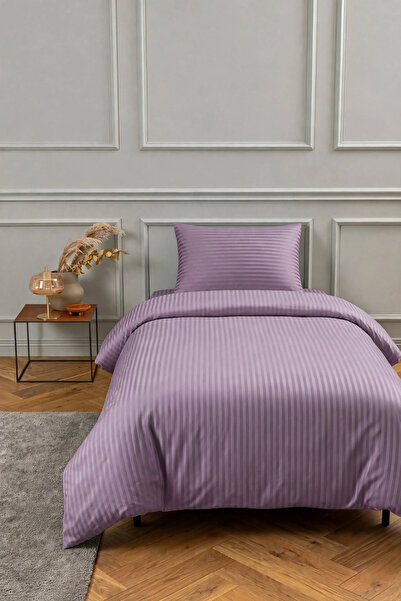 Marlenka Home Tex %100 Pamuk 210 TC (83 Tel) Tek Kişilik Çizgili Saten Nevres...