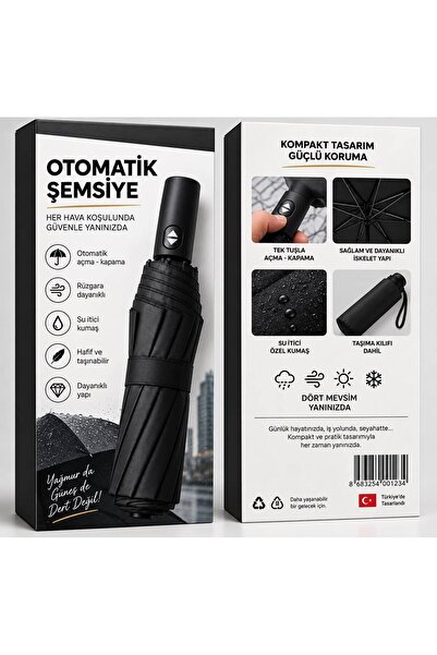 YILPAR'dan Tam Otomatik Kırılmaz Siyah Şemsiye