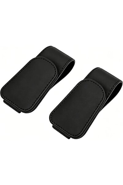 GENERAL 2 Pack Magnetic Leather Car Sunglass Holder, Universal Sun Visor Eyeg...
