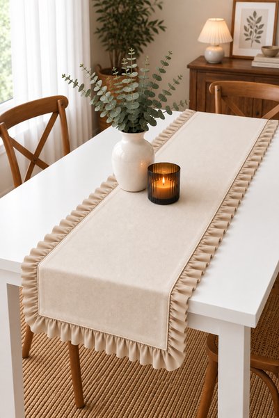 ZİLCA HOME 40 X 110 cm Minimal Ruffle Runner