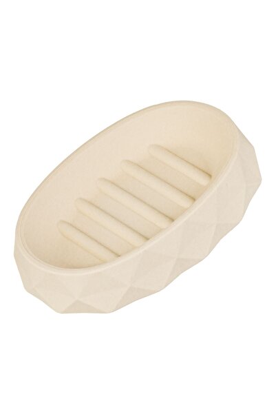 OEM Săpunieră ovală din plastic bej cu model diamant 13x9cm