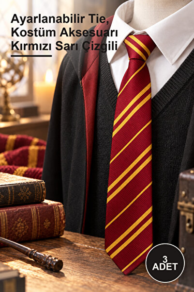 Yenilig 3 piese cravată cu fermoar Harry Potter Gryffindor - cravată reglabil...