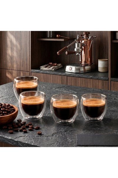 Hvc ticaret 2 Adet Çift Cidarlı Espresso Bardağı 80 ml