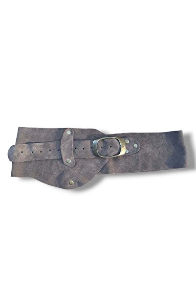 Yılday Gür Butik Douce Anthracite Smoked Nubuck Leather Belt |   Women's Desi...