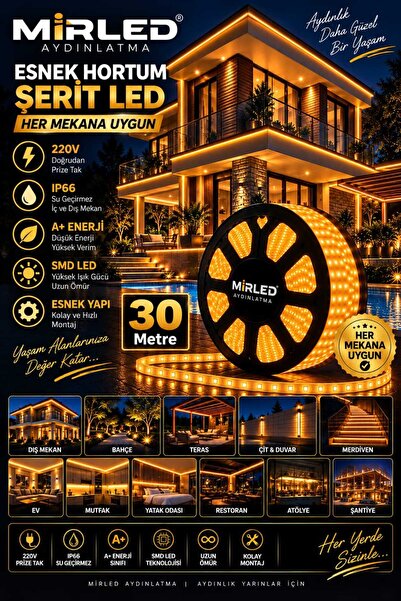 MİRLED AYDINLATMA Hortum Esnek Şerit Led Beyaz ,Günışığı,Amber,Kırmızı,Mavi R...