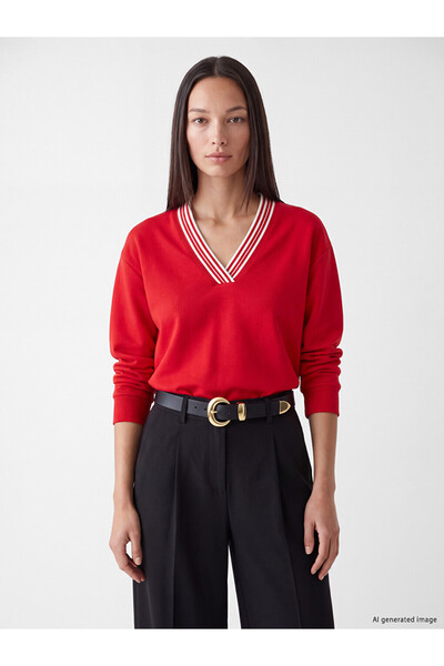 LC Waikiki Özmarka New Season Red Oversize Soft Touch Women's Sweatshirt