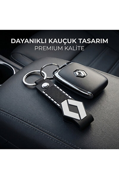 Aksefuar Lazer Premium Rubber Auto Keychain Compatible with Renault Group – S...
