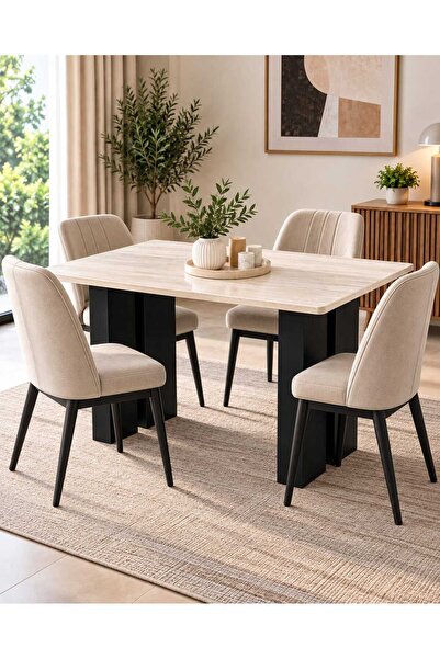 TrentonGCC طاولة طعام عصرية 130×80×76 سم – طاولة طعام مستطيلة أنيقة تتسع لـ 4...