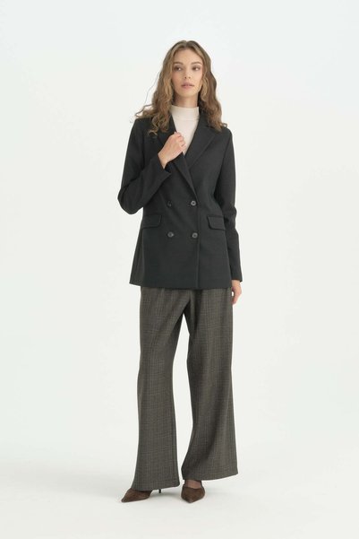 Nihan Kruvaze Blazer Ceket - Siyah