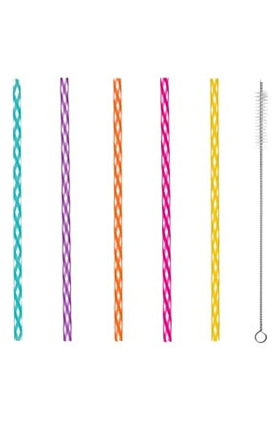 OEM Paie Colorate cu Dungi Reutilizabile din Plastic 7x230mm & Perie de Curat...