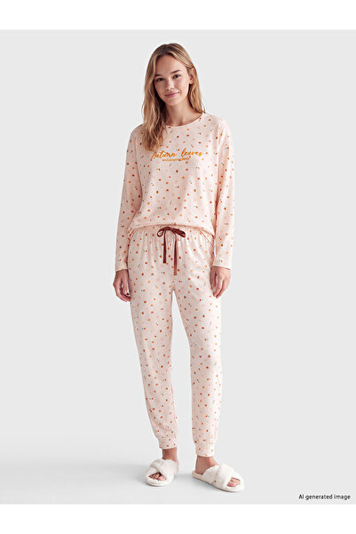 LC Waikiki Ozmarka New Season Pink Crew Neck Fleece Women's Pajama Set