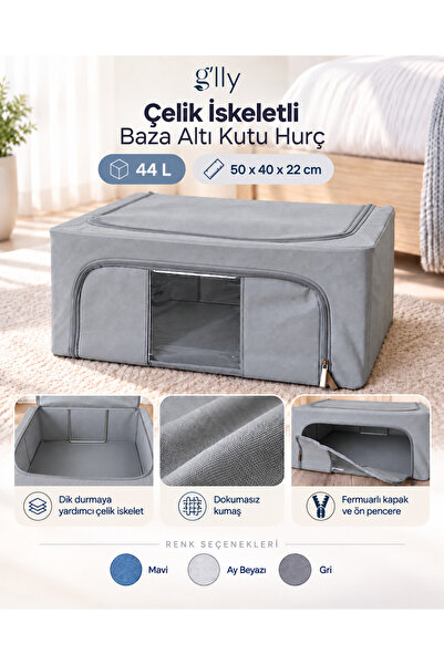 g'lly Baza Altı Kutu Hurç Organizer 44 L Çelik İskeletli Fermuarlı Ön Pencere...