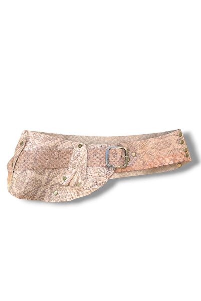 Yılday Gür Butik Paloma Snake Pattern Studded Detailed Women's Leather Belt |...