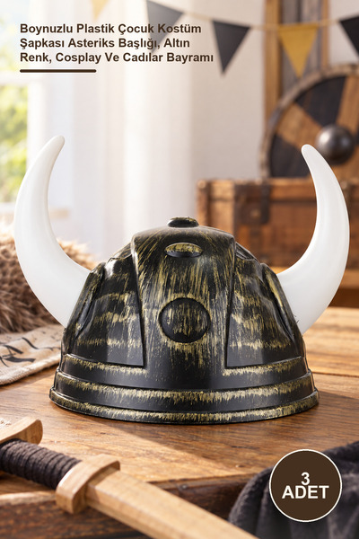 Yenilig 3 bucăți de șapcă viking - șapcă de costum pentru copii din plastic c...