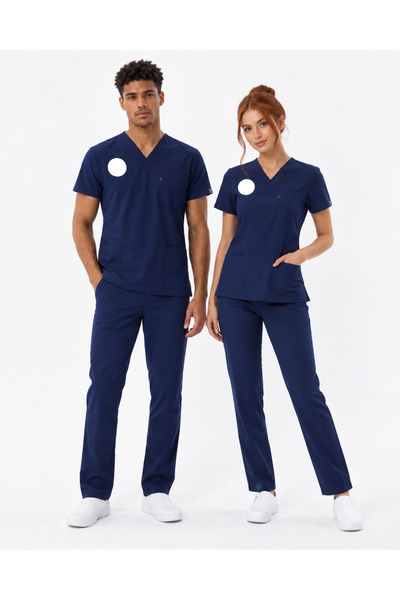 Yeni Yönetmeliğe Uygun Hemşire Üniforması Unisex Patroit Blue