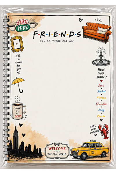 Atölye Prana Friends Temalı A4 Spiralli Defter 40 Yaprak | Friends Dizisi Çiz...