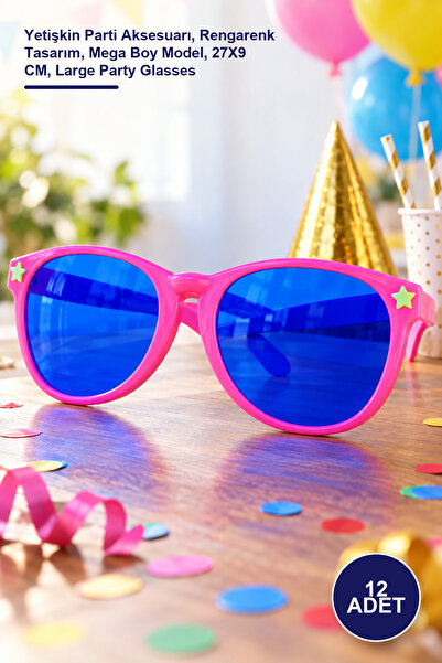 Yenilig 12 Pieces of Large Party Glasses – Adult Party Accessory, Colorful De...