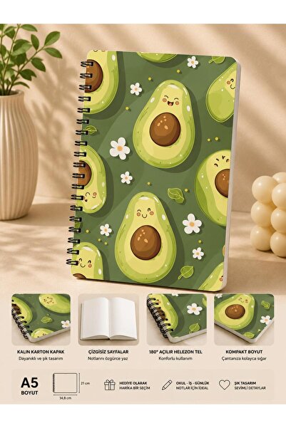 ÖZ KIRTASİYE Avocado Yeşil A5 Çizgisiz Defter