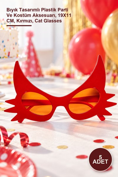 Yenilig 5 Pieces Cat Glasses – Plastic Party and Costume Accessory with Musta...