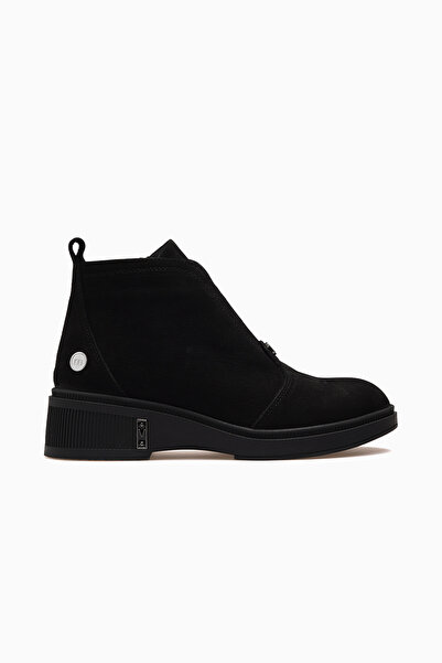 Mammamia Women's Leather Casual Boots 26K D26Kb-8215 Black Nubuck