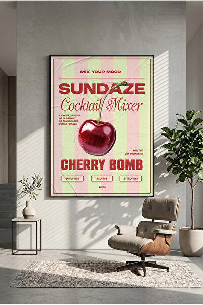 postercraft Poster din lemn cu design cocktail Cherry Bomb (fără ramă)