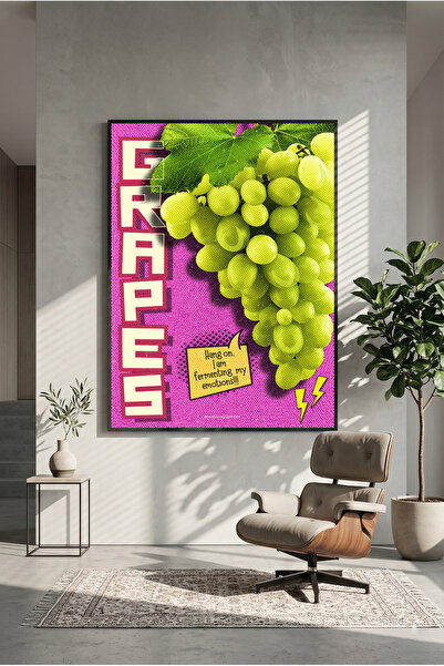 postercraft Ξύλινη αφίσα για τραπέζι με σχέδιο σταφυλιού (χωρίς πλαίσιο)