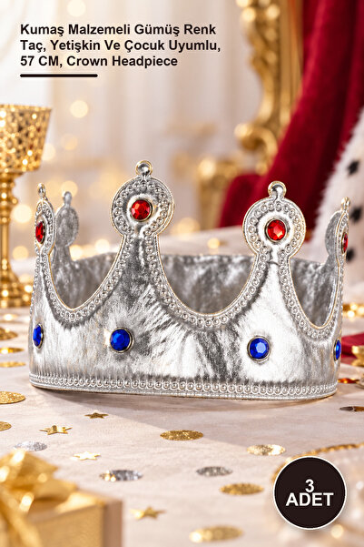 Yenilig 3 Pieces King Crown – Silver Color Crown with Fabric Material, Suitab...