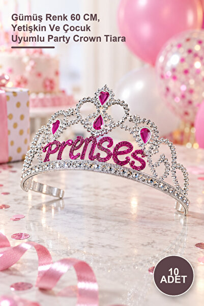 Yenilig 10 Pieces Princess Party Crown – Silver Color 60 Cm, Adult and Child ...
