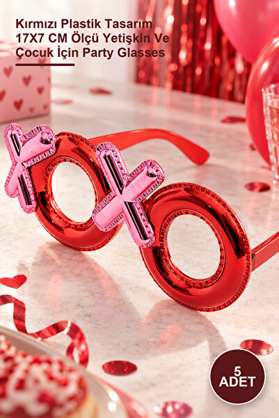 Yenilig 5 Pieces of Xoxo Written Party Glasses – Red Plastic Design 17X7 cm S...