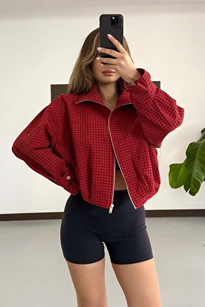 Moderk ZR Model Viral Kırmızı Ekose Ceket