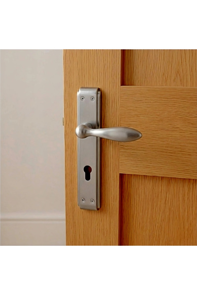 Afaq Matte Chrome Wood Door Handle Set - Horizons
