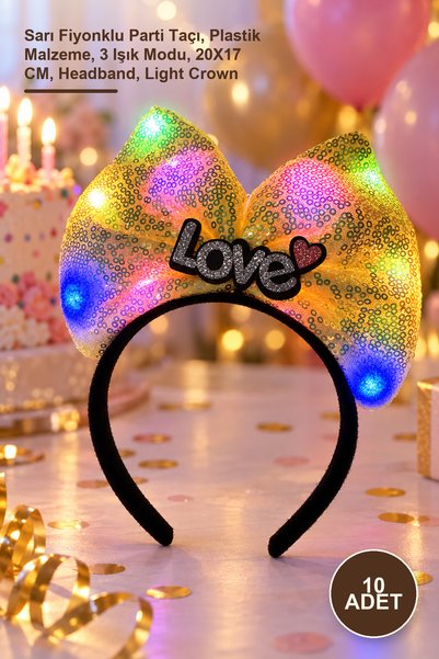 Yenilig 10 Pieces Led Light-Up Crown – Party Crown with Yellow Bow, Plastic M...