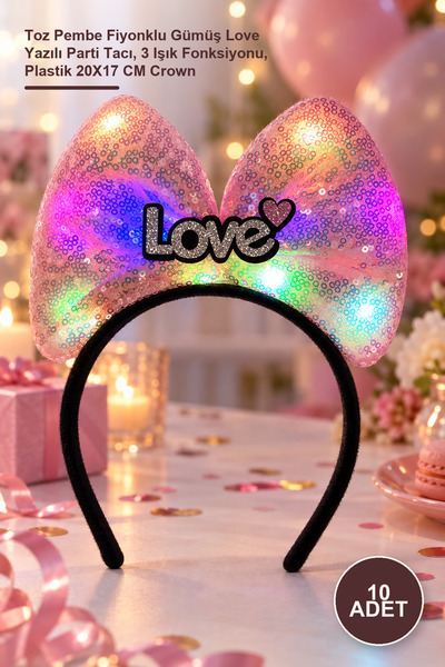 Yenilig 10 Pieces Led Light-Up Crown – Silver Love Written Party Crown with D...