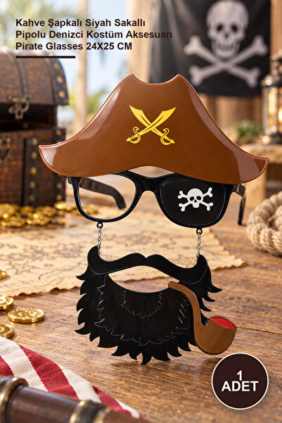 Yenilig 1 Piece Jack Sparrow Pirate Glasses – Black Bearded Pirate with Coffe...