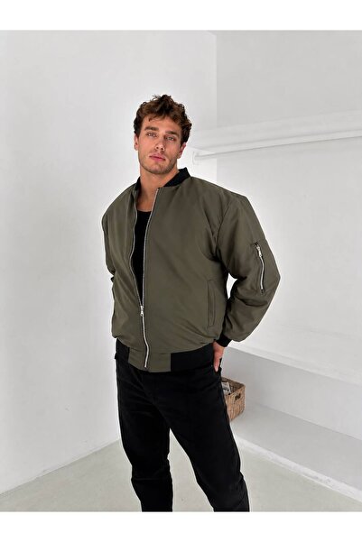 Hazhers Men's Bomber Jacket with Stand Collar and Zipper, Seasonal Coat