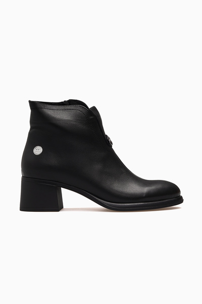 Mammamia Women's Thick Heeled Leather Boots 26K D26Kb-8115 Black