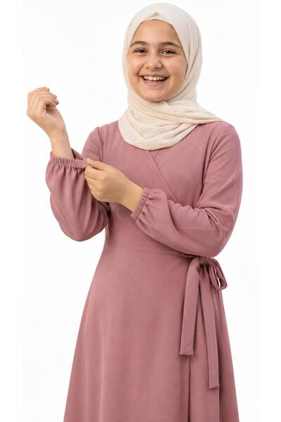 sayina Rochie de rugăciune practică pentru copii, cu legături, cu două rânduri de nasturi, stil hijab