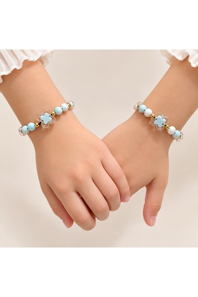 Boncuk Girl's Double Bracelet Set Colorful Cute Jewelry Accessory Gift Birthday Special Design Pearl Beaded Children's Bracelet
