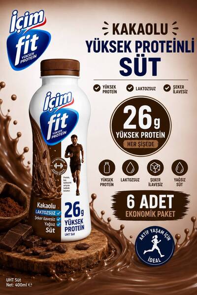 İçim FİT YÜKSEK PROTEİN LAKTOZSUZ KAKAOLU SÜT 400 ML X 6 ADET