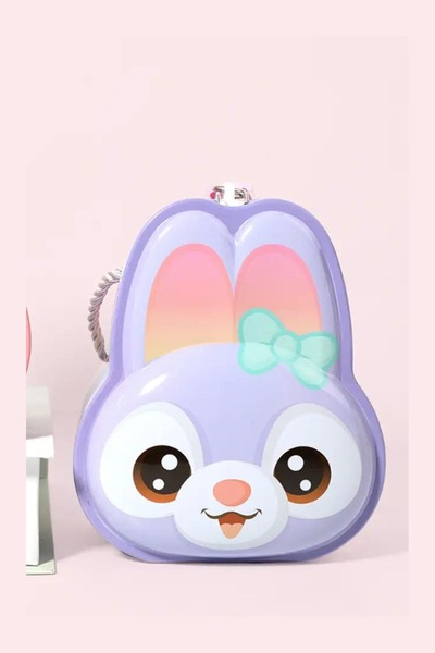 HEDİYE FİKRİ Cute Rabbit Design Lockable Metal Piggy Bank Purple – 12.5X9X14....