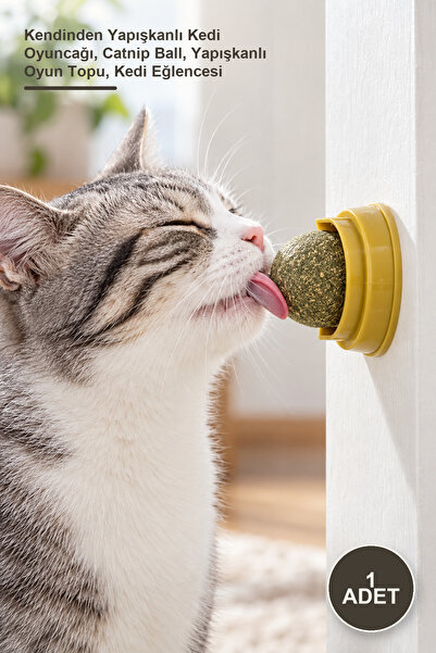 Yenilig 1 Piece Catnip Ball – Self-Adhesive Cat Toy, Catnip Ball, Sticky Play...