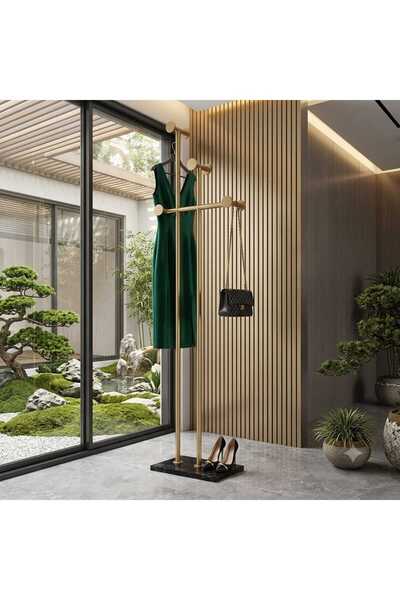 Generic 170X38Cm Gold Multi Hook Clothes Coat Hanger Stand Floor Stand Elegan...
