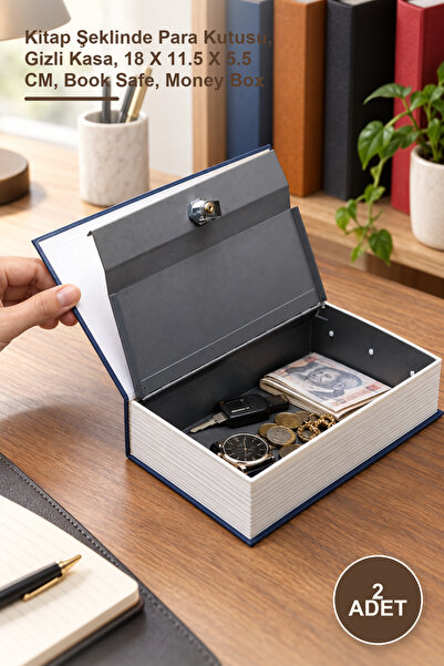 Yenilig 2 pieces book safe piggy bank - money box in the shape of a book, hid...