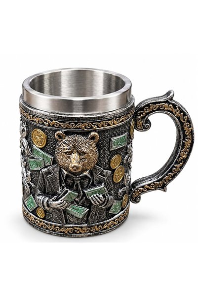 Mersi SHOP Money Themed 3D Embossed Stainless Steel Mug 13X10 cm Decorative Design