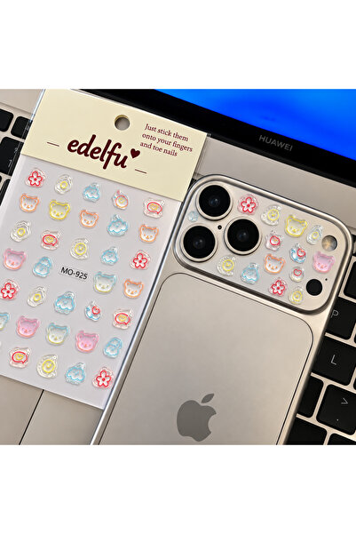 EDELFU Telefon Kamera Stickerı Kabartmalı Minik Yapışkanlı Sticker (5D) (1 Mi...