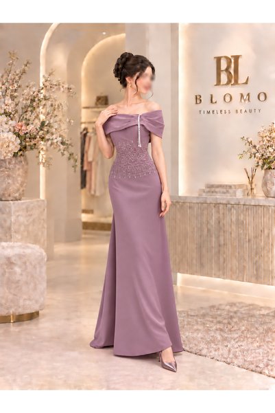 BLOMO فستان سهرة طويل بقصة ضيقة تبرز جمال القوام