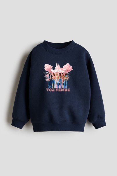 No9Wear Manifest Grubu Toz pembe Basklı Kız Çocuk Sweatshirt 4-14 Yaş
