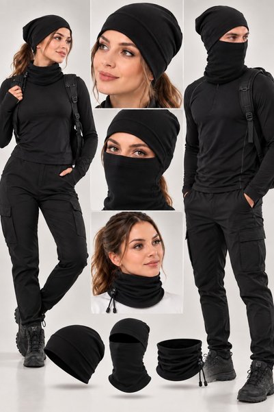 The Clover Unisex Thermal Snow Mask Black – Women's & Men's Winter Warm Face Mask with Neck Collar